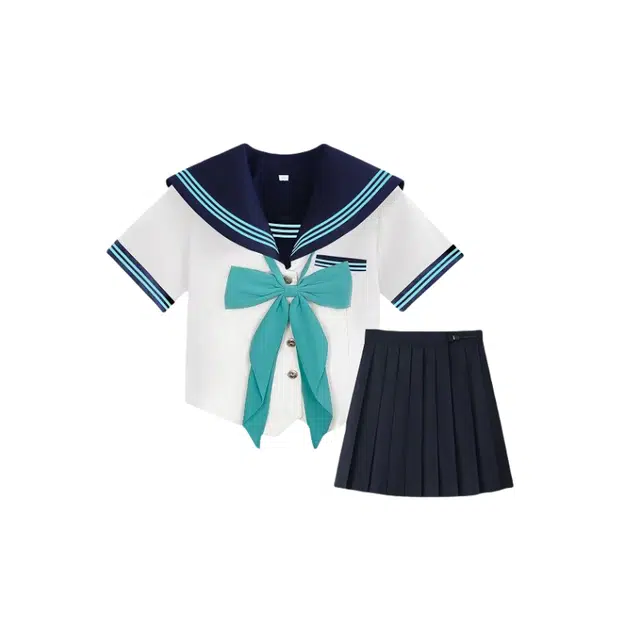 望莱仕 甜美水手服制服百褶学院风收腰裙装套装  女款