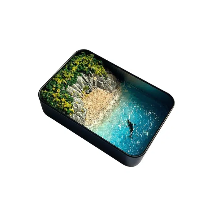 歌绒 微缩山海洋鲸鱼造景模型创意铁盒 其他手工制作