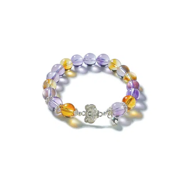 【匠心手作 好运锦鲤】 灵菲 成功上岸紫水晶双鱼牌 新中式国风九紫离火转招财纳福运珠 #好运轻奢高级感礼盒 黄水晶 手串 女款