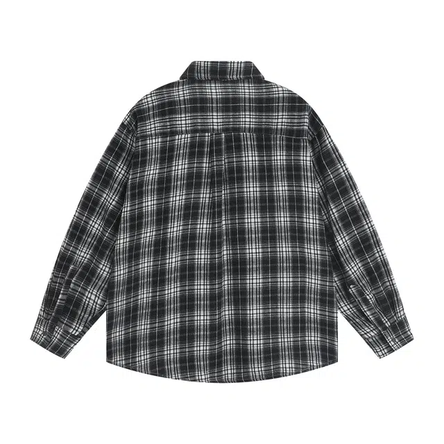 金贝勒 日系复古风格子外搭基础款简约慵懒感无性别主义风潮流休闲百搭翻领彩格纹长袖衬衫 男女同款