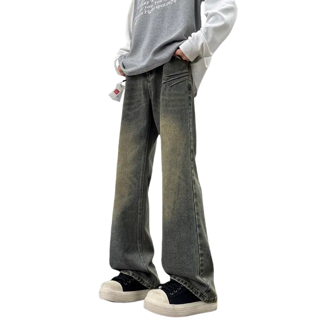 北极绒 水洗复古直筒宽松美式高街潮牌痞帅长裤牛仔裤 男款