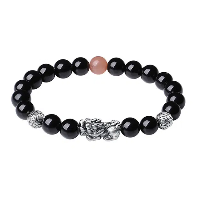 老庙 貔貅 新中式国风精致轻奢清冷感高级设计 森系百搭显贵气质#好运 黑曜石 手串 男女同款情侣款