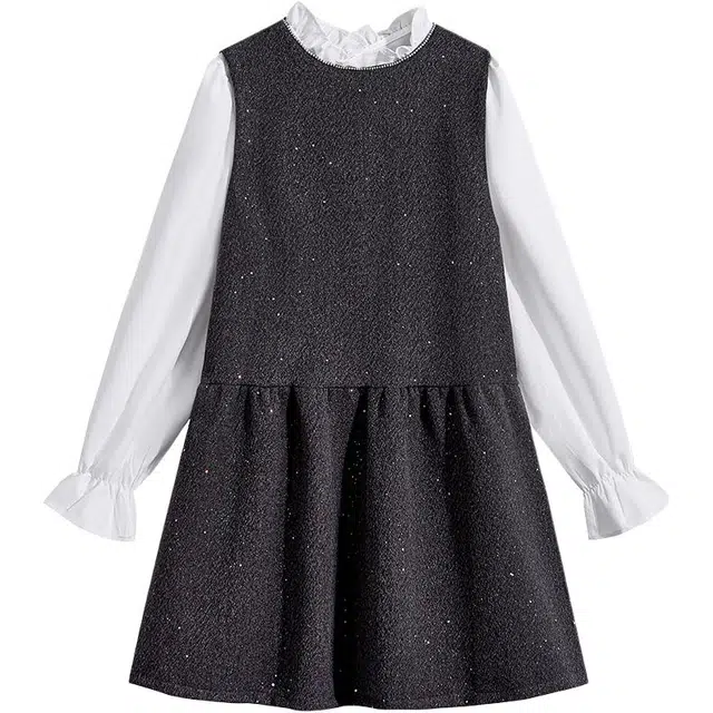 海獭 毛呢小香风套装裙长袖连衣裙两件套 女款