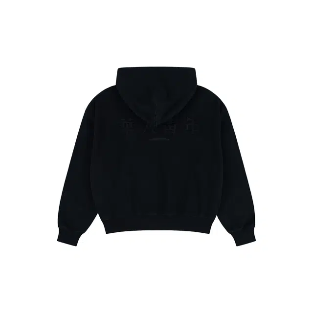 华人青年 立体小龙标中空宝石绣连帽卫衣 男女同款