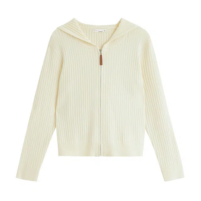 茵曼 休闲连帽开衫通勤纯色舒适长袖氛围宽松宝藏显瘦天花板早秋穿搭多巴胺平价保暖内搭入秋时尚亲肤绝美氛围针织衫 女款