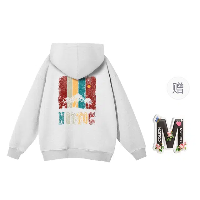 棉购 潮流帽衫美式宽松复古连帽重磅背面字母长袖卫衣 男女同款