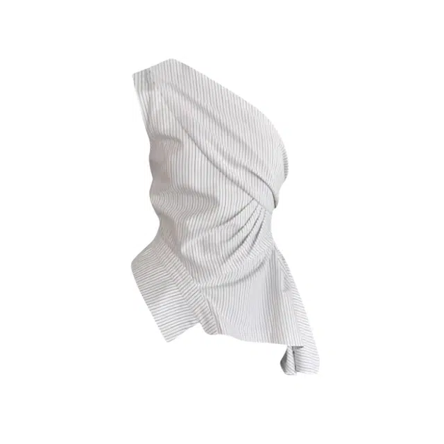 望莱仕 不规则设计感条纹拼接无袖小众露肩上衣背心 女款