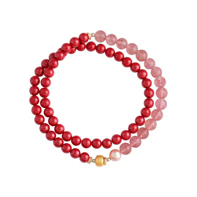 【匠心手作 “莓”有烦恼】 灵菲 高含量帝王砂五条经文 新中式本命年蛇年平安招财草莓晶转运珠 #好运小众高级福气礼盒 朱砂 手串 女款