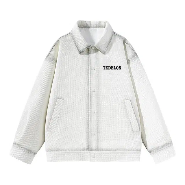 太子龍 纯色简约复古高街基础款青少年学院风翻领渐变休闲宽松上衣时尚百搭舒适夹克 男款