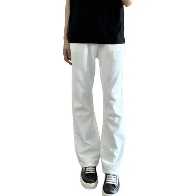 黑马漫画 显瘦微喇直筒裤男款夏季美式牛仔裤 男女同款