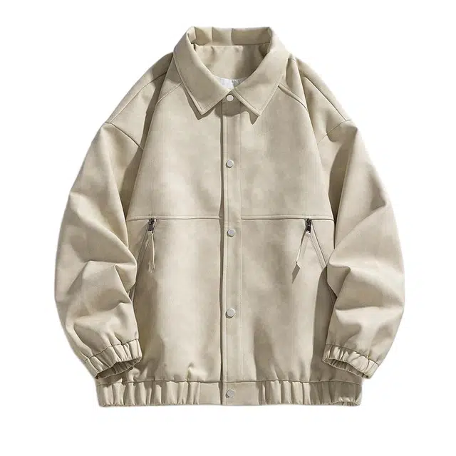 棉基因 美式高街水洗做旧防风保暖宽松简约飞行员工装翻领单排扣复古潮流痞帅机能感夹克 男女同款