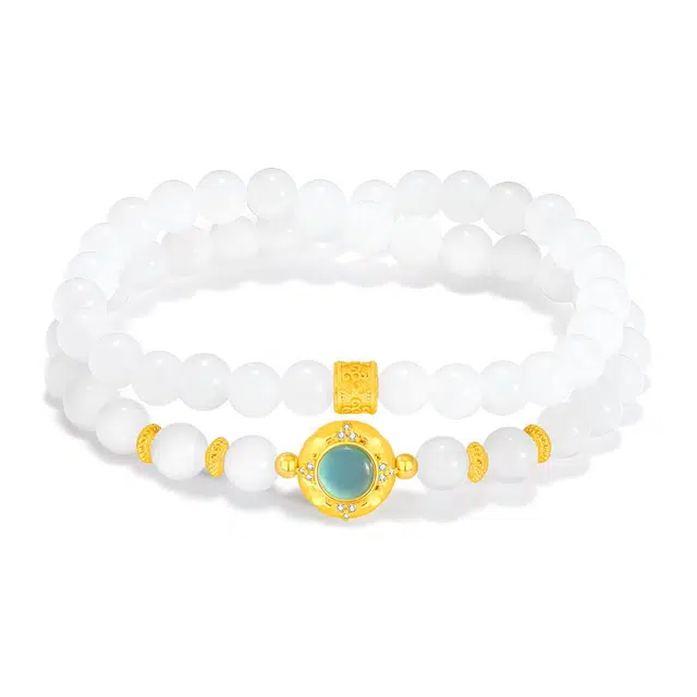 【普陀山官方已过香】 普陀山文创 净化心灵小众设计纯净白珠时来运转福瑞盈门转运珠个性静心如意手饰#好运 玉髓 玉石手串 男女同款情侣款