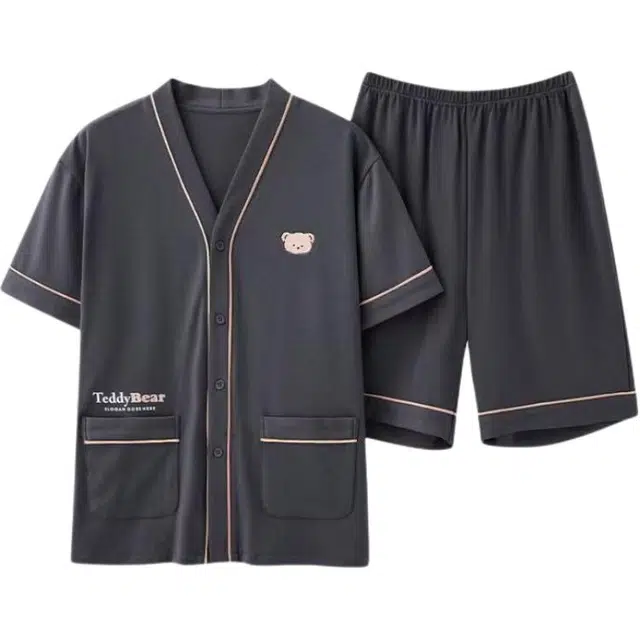 顶瓜瓜 夏季女透气简约舒适休闲短袖款式家居服睡衣套装 女款