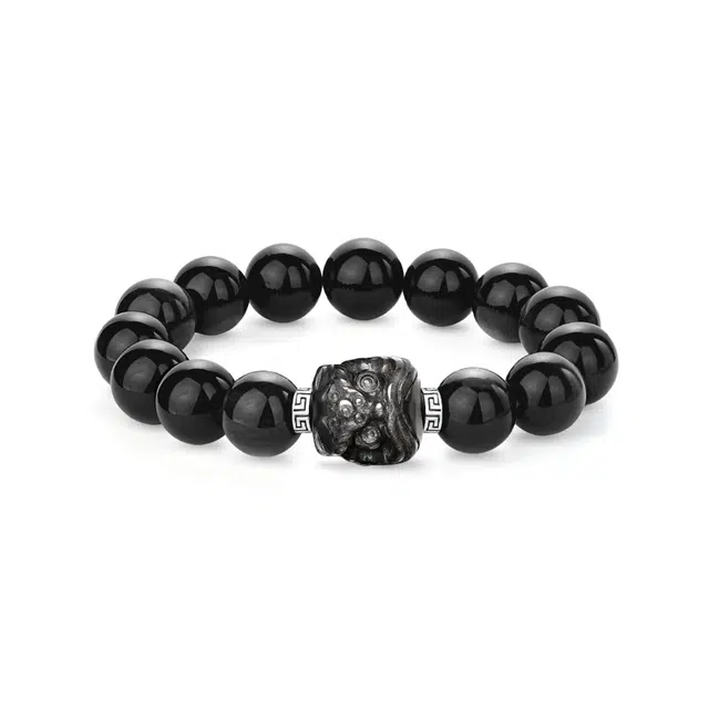 【招财醒狮】 福韵金 六桂福珠宝 祥云狮子新中式国潮复古八方来财平安吉祥水逆退散上岸转运旺事业#好运 黑曜石 手串 男女同款情侣款