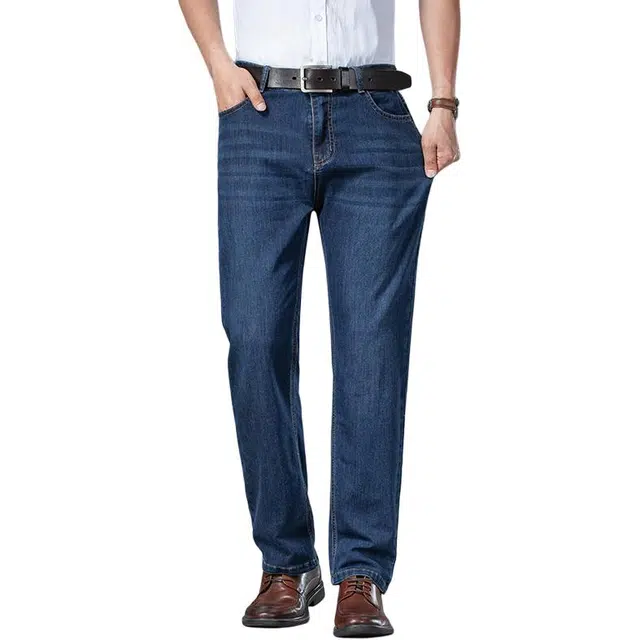 炳盛 薄款高端冰丝宽松直筒商务休闲长裤子牛仔裤 男女同款