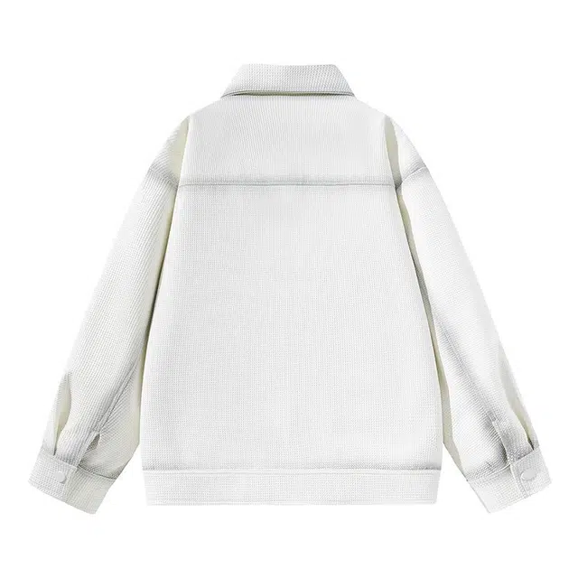 太子龍 纯色简约复古高街基础款青少年学院风翻领渐变休闲宽松上衣时尚百搭舒适夹克 男款