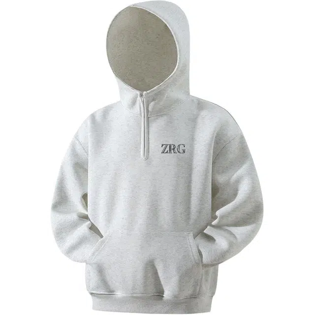 梓润格 美式校园风慵懒简约时尚潮流经典设计高级字母痞帅纯色酷飒高街氛围感舒适通勤小众重磅加厚连帽基础拉链百搭款外套卫衣 男女同款