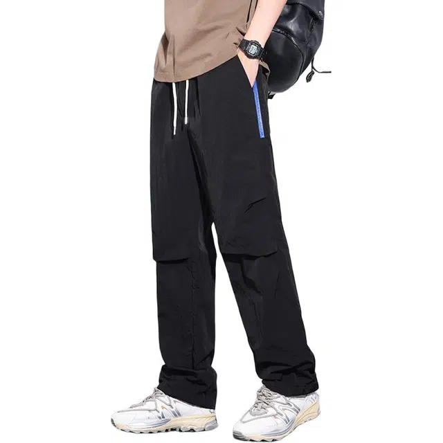 协协乐 索罗娜夏季薄款凉感透气冰丝速干美式潮牌拼接设计感户外伞兵机能宽松工装百搭长裤休闲裤 男款