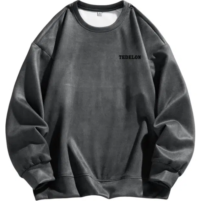 太子龍 美式复古纯色简约字母印花圆领宽松休闲百搭青少年日常通勤耐脏卫衣 男款