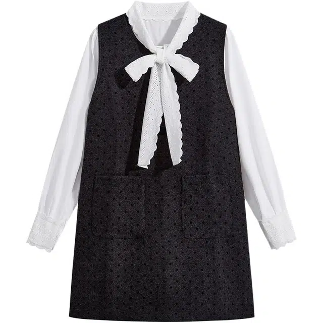 海獭 法式气质系带波点衬衫套装两件套 女款