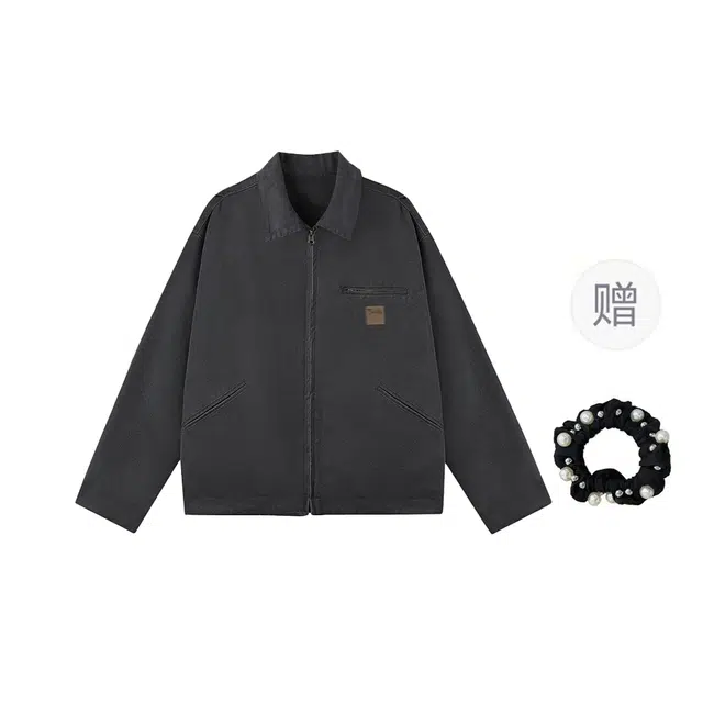 雾闪闪 日系复古水洗长袖夹克外套 女款