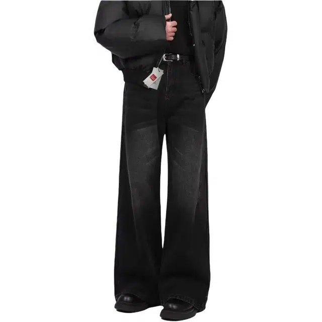 北极绒 美式高街复古休闲裤男设计高级垂感宽松阔腿拖地牛仔裤 男款