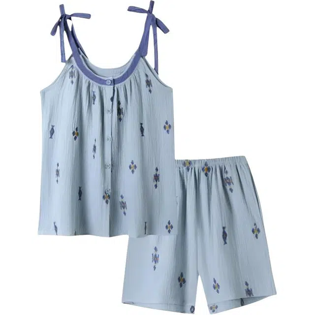 顶瓜瓜 夏季女透气简约休闲舒适亲肤清新家居服睡衣套装 女款