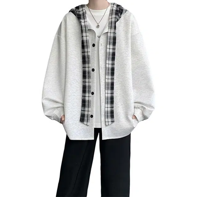 佐菲利 设计感撞色开衫穿搭宽松连帽衫卫衣 男女同款