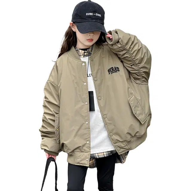 帕兰朵棒球服 女童春秋季洋气时尚字母刺绣外套