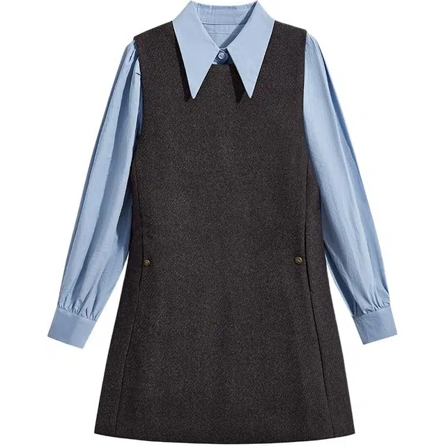 海獭 别致翻领英伦风衬衫套装两件套 女款