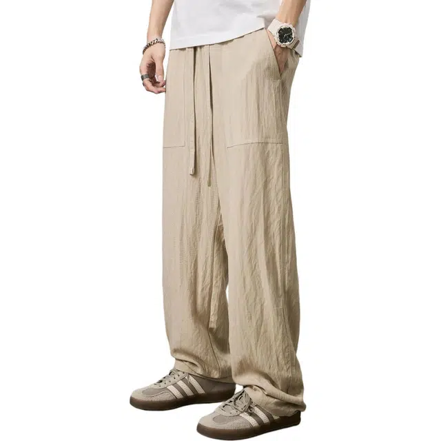 童先森 肌理感美式透气宽松休闲裤 男款