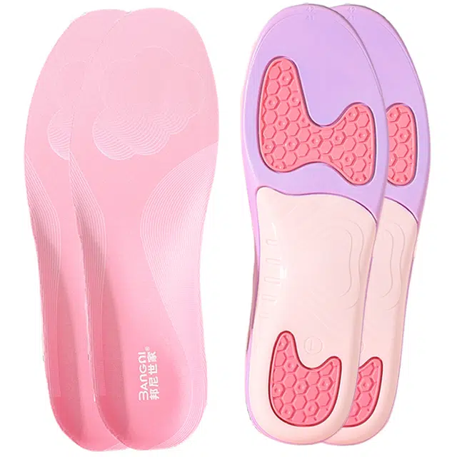邦尼世家 炫彩浅粉足弓支撑运动减震护足抗扭扁平足平底足矫形 透气平纹布 鞋垫 男女同款情侣款