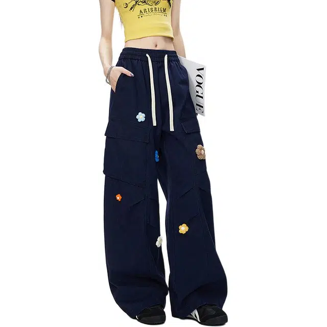 金盾 阔腿工装裤长裤美式显瘦直筒宽松休闲裤 男女同款