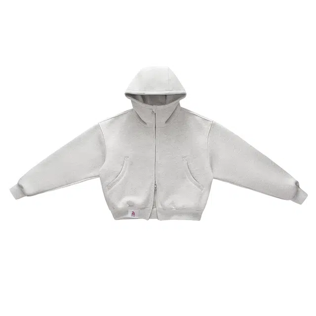 【dme】 日式简约复古休闲宽松重磅港风运动日常户外拉链连帽潮牌口袋百搭纯色长袖上衣秋季情侣外套卫衣 男女同款