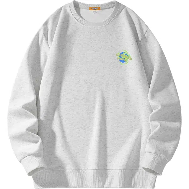 加菲猫家族 美式基础款圆领无性别街头品牌字母多巴胺地球印花落肩透气户外运动休闲舒适宽松纯色通勤学院风卫衣 男女同款