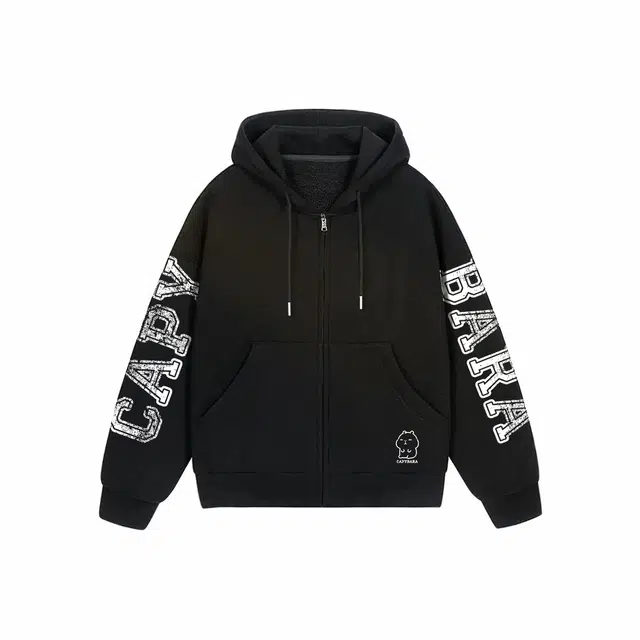 卡皮巴拉小黄豚 可露丽系列 美式高街国潮复古慵懒学院风大字母刺绣印花袖宽松落肩连帽秋冬无性别情侣百搭通勤外套绒感开衫卫衣 男女同款