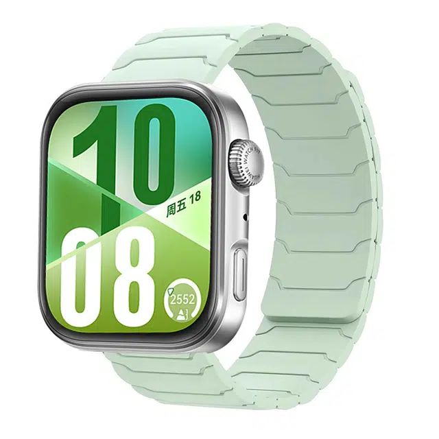 腕上小姐 表带 华为适用 硅胶材质 手表腕带铠甲纹磁吸回环替换带柔韧透气型智能运动手表更换带男女生同款通用配件