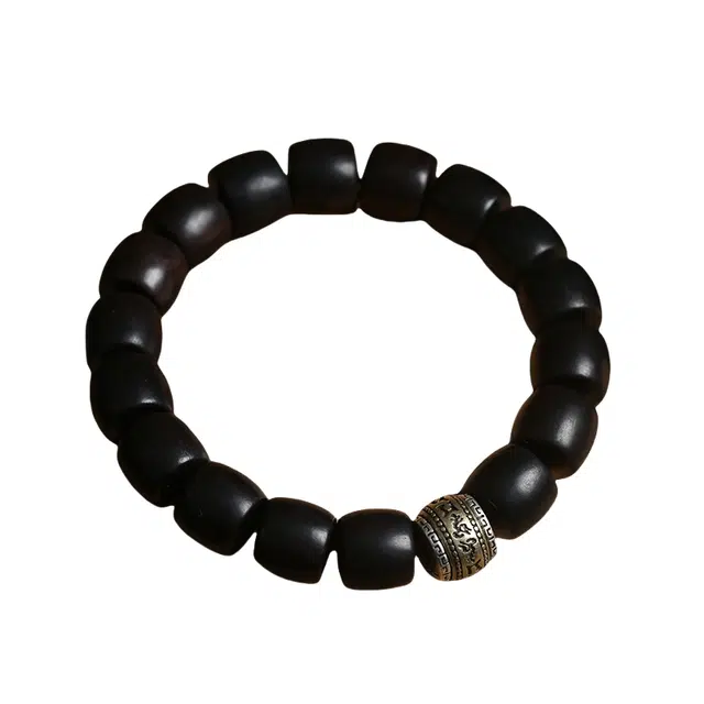 宣华意 聚财转运 六字真言 事事顺遂#好运 新中式国潮复古时尚大气佛珠 单圈 桶珠 黑檀 手串 男女同款情侣款