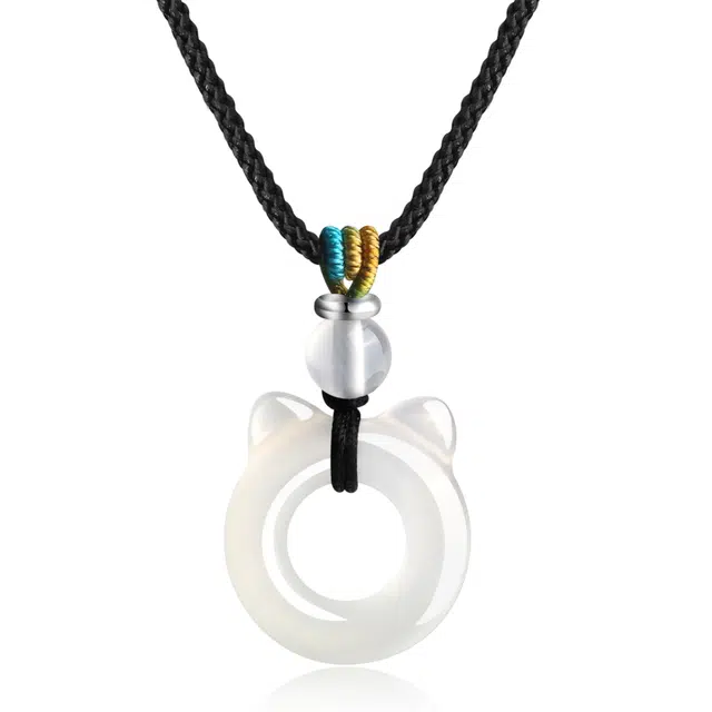 【吃定你了】 福润莱 猫咪&骨头锁骨链 新中式精致轻奢小众简约大方设计高级感 典雅素静 #好运 玉髓 项链 男女同款情侣款