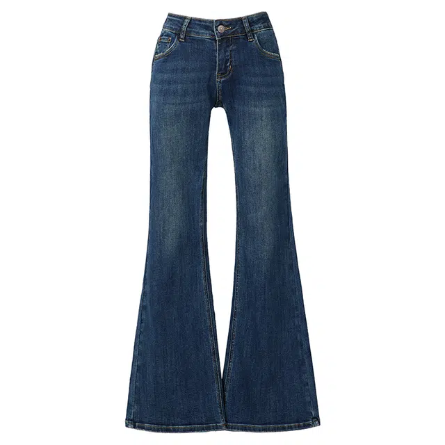 如续 如续美式复古低腰辣妹微喇超高弹力提臀修身秋季上新小个子加长牛仔裤 女款