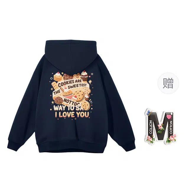 棉购 加绒加厚连帽简约秋冬宽松长袖秋冬慵懒风外套卫衣 男女同款