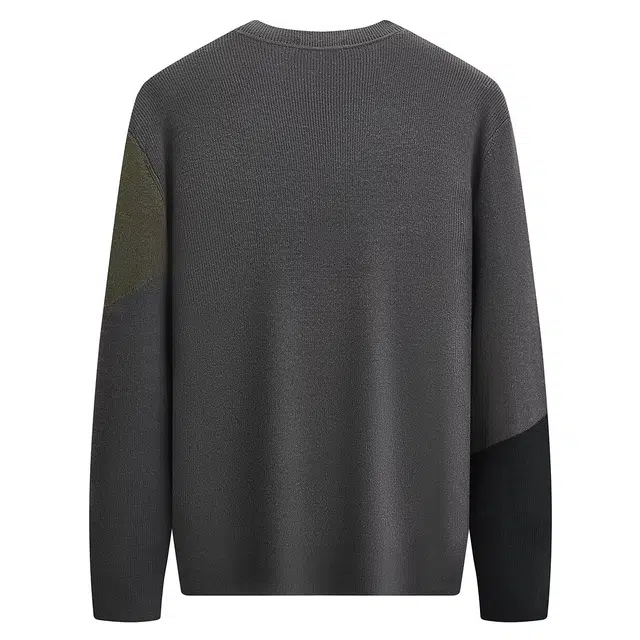 与狼共舞 羊毛亲肤超柔软高街时尚个性撞色拼接保暖舒适圆领套头毛衣 男款