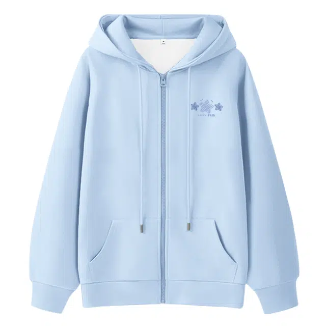 棉致 幸运蓝星简约纯色牛奶丝复合抗皱无性别主义宽松落肩休闲卫衣 男女同款