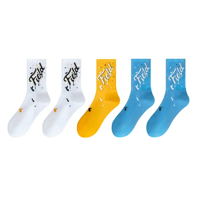 莫代尔 舒适亲肤透气防臭吸湿排汗运动防滑潮酷印花中筒袜 男款