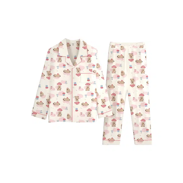 顶瓜瓜 夏季女透气简约休闲亲肤柔软面料家居服睡衣套装 女款