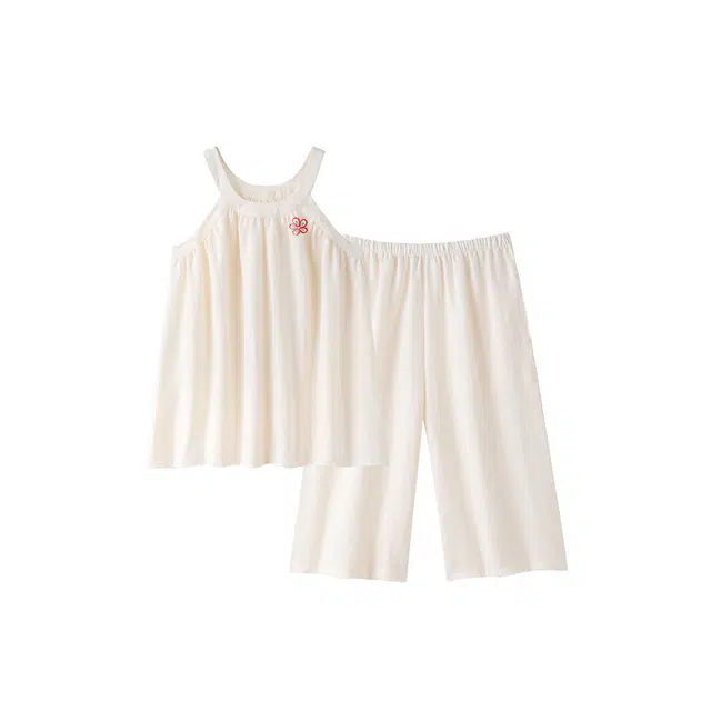 加菲猫家族 法式甜美挂脖无袖吊带带胸垫宽松七分裤薄款休闲简约可外穿家居睡衣套装 女款