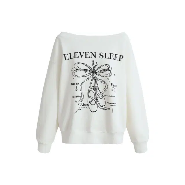 识恩 芭蕾风一字领套头多领露肩上衣卫衣 女款