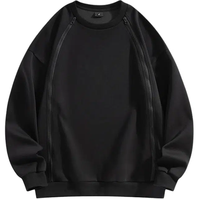 奇迹街区 日系圆领拼接潮牌街头宽松打底百搭卫衣 男女同款