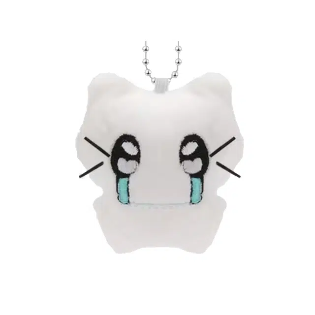 卡莱茵 可爱绒绒白色耳机小猫 哭泣小猫 卡通治愈 毛绒 挂件 男女同款情侣款