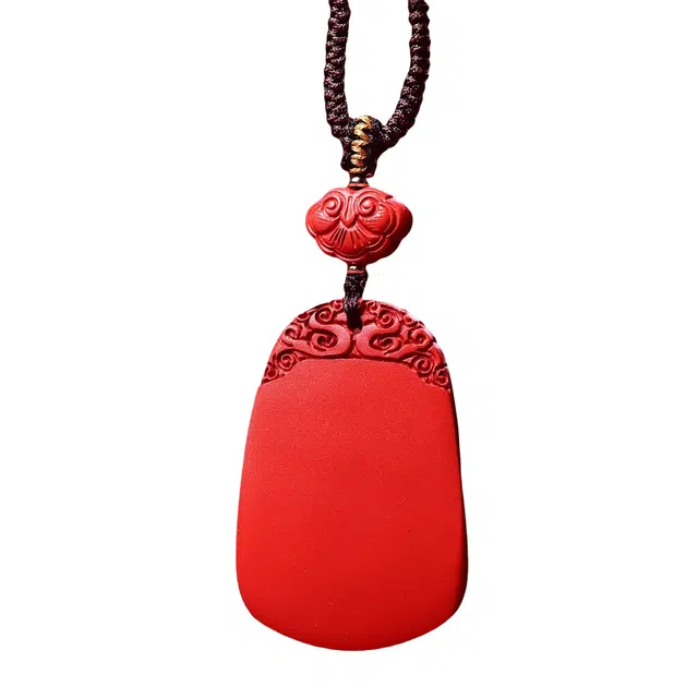 茂琼 平安好运 精品祥云无事牌吊坠红砂高含量锁骨链小众百搭高级感 朱砂 项链 男女同款情侣款